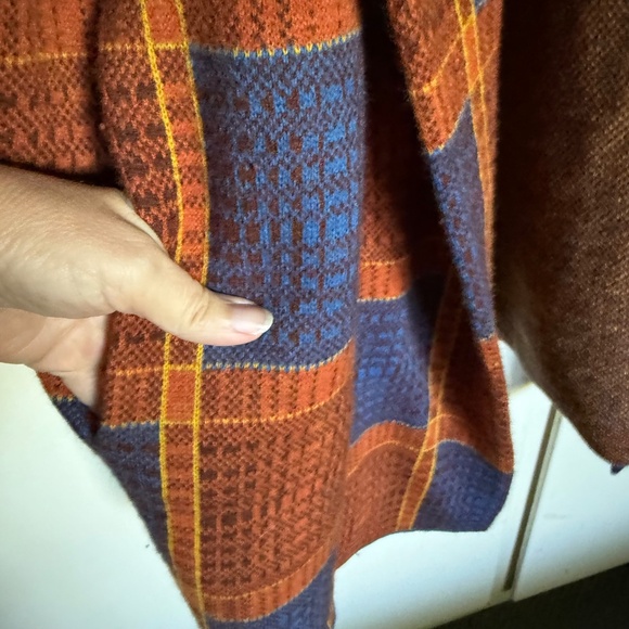 Anthropologie Field Flower Plaid Sweater Coat 100% Wool Size 2X - Picture 5 of 14